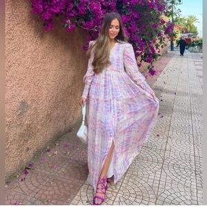 Rococo Sand Etre Metallic Maxi Dress Pink Multi